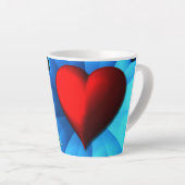 Fractal Blue Heart Flower Latte Mok (Rechterhoek)