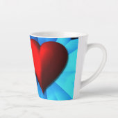 Fractal Blue Heart Flower Latte Mok (Rechts)
