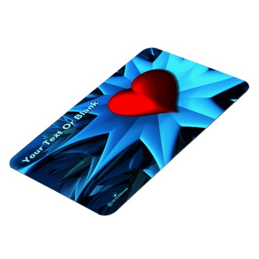 Fractal Blue Heart Flower Magneet (Linkerzijde)