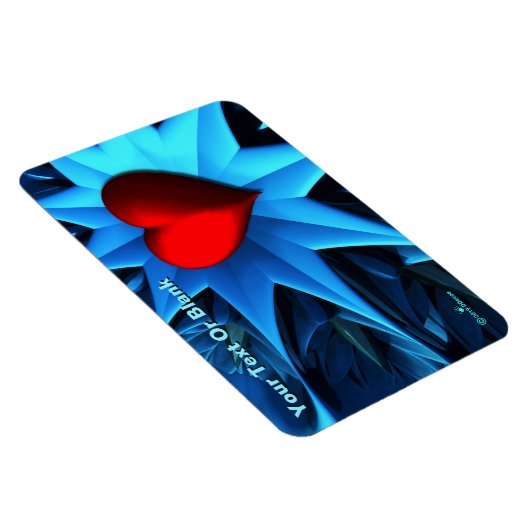 Fractal Blue Heart Flower Magneet (Rechterzijde)