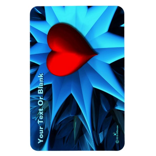 Fractal Blue Heart Flower Magneet (Verticaal)