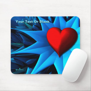 Fractal Blue Heart Flower Muismat