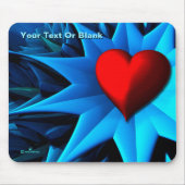Fractal Blue Heart Flower Muismat (Voorkant)