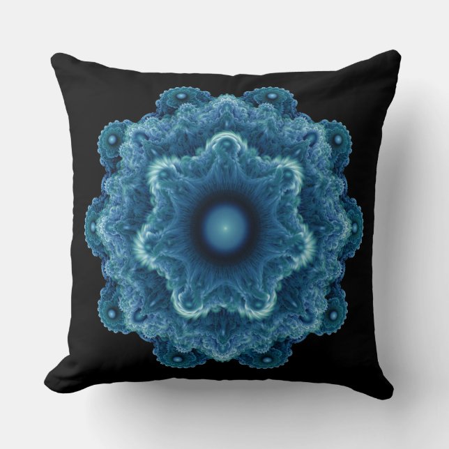 Fractal blue Natural Patroon Kussen (Voorkant)