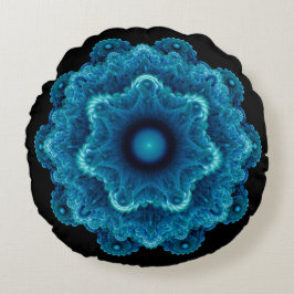 Fractal blue Natural Patroon Rond Kussen