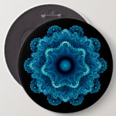 Fractal blue Natural Patroon Ronde Button 6,0 Cm (Voorkant /achterkant)