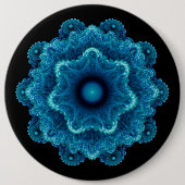 Fractal blue Natural Patroon Ronde Button 6,0 Cm (Voorkant)