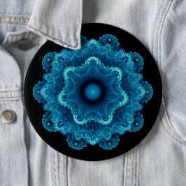 Fractal blue Natural Patroon Ronde Button 6,0 Cm
