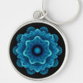 Fractal blue Natural Patroon Sleutelhanger (Voorkant)