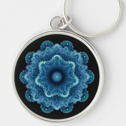 Fractal blue Natural Patroon Sleutelhanger (Voorkant)