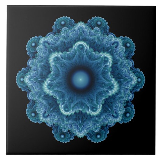 Fractal blue Natural Patroon Tegeltje (Voorkant)