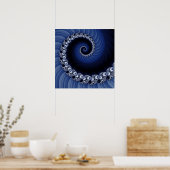 Fractal Blue Spiral Poster (Keuken)