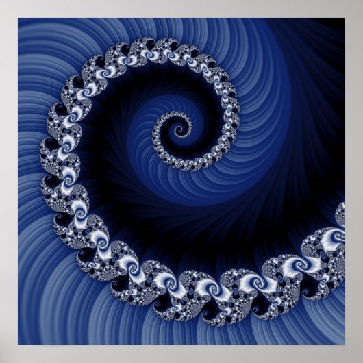 Fractal Blue Spiral Poster (Voorkant)