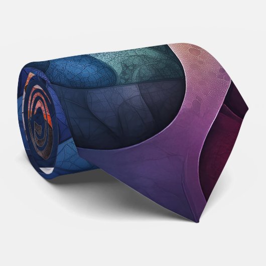 Fractal Blue Violet Orange Pink Stropdas (Opgerold)