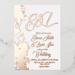 Fractal Blush Gold Weddenschap geperst Folie Uitnodiging