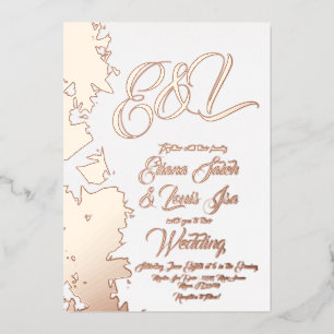 Fractal Blush Gold Weddenschap geperst Folie Uitnodiging