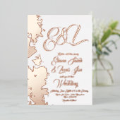 Fractal Blush Gold Weddenschap geperst Folie Uitnodiging (Staand Voorkant)