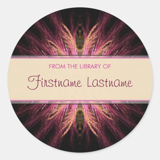 Fractal Boekplaat: Roze & Oranje Sticker (Voorkant)