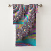 Fractal Bright Rainbow Nautilus Swirl Bad Handdoek (Insitu)