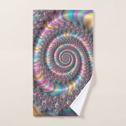 Fractal Bright Rainbow Nautilus Swirl Bad Handdoek (Handdoek)