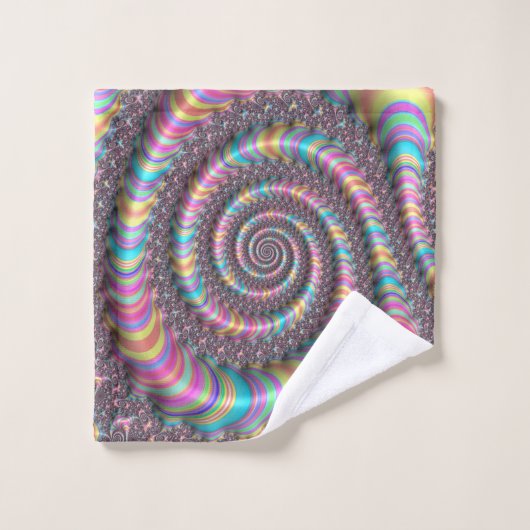 Fractal Bright Rainbow Nautilus Swirl Bad Handdoek (Wasdoekje)