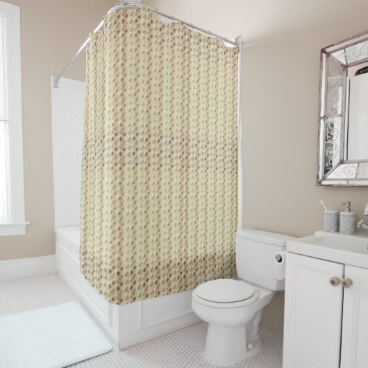 Fractal Brown en Tan Beaded Print Shower Curtain Douchegordijn (In situ)