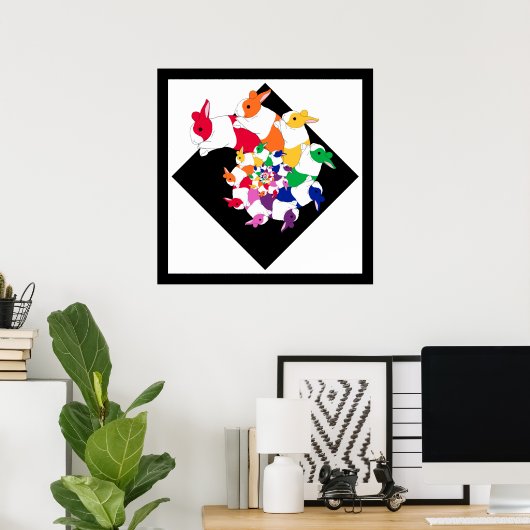 Fractal Bunnies Square Poster (Thuiskantoor)