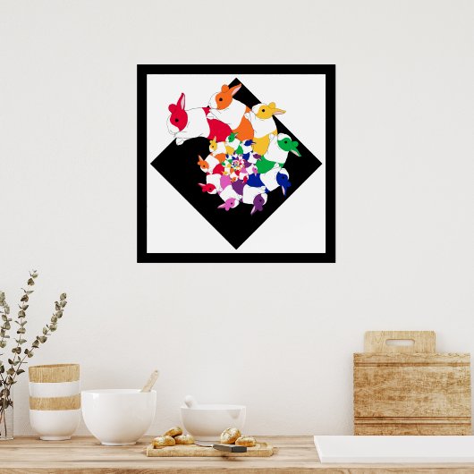Fractal Bunnies Square Poster (Keuken)
