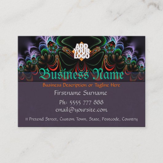 Fractal Butterfly Art met Logo Big Visitekaartje (Voorkant)