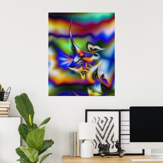 Fractal Butterfly Fantasy Poster (Thuiskantoor)