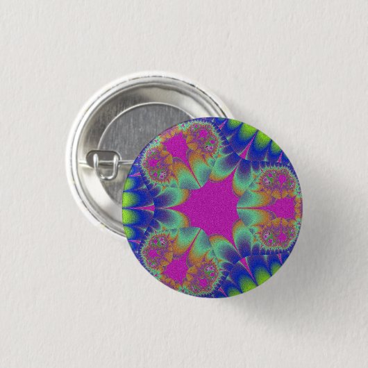 Fractal Cactus Bloom Ronde Button 3,2 Cm (Voorkant /achterkant)