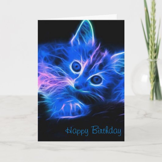Fractal Cat Birthday Kaart (Voorkant)