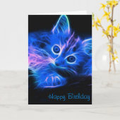 Fractal Cat Birthday Kaart (Gele Bloem)