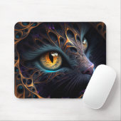 Fractal Cat Face in zwarte en trillende kleuren Muismat (Met muis)