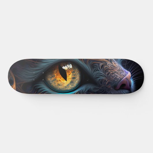 Fractal Cat Face in zwarte en trillende kleuren Persoonlijk Skateboard (Horizontaal)