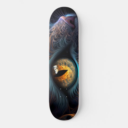Fractal Cat Face in zwarte en trillende kleuren Persoonlijk Skateboard (Voorkant)