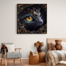 Fractal Cat Face in zwarte en trillende kleuren