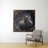 Fractal Cat Face in zwarte en trillende kleuren Wandkleed (In situ)