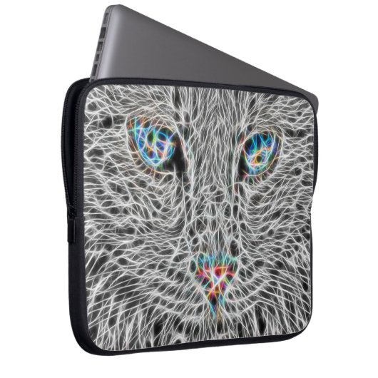 Fractal Cat Laptop Hoesje Laptop Sleeve (Voorkant Rechts)