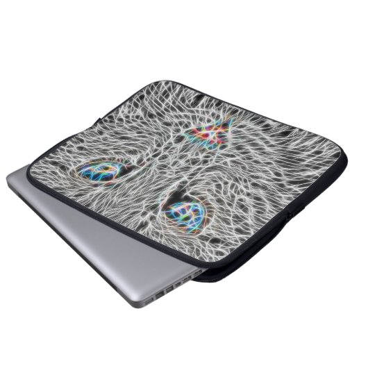 Fractal Cat Laptop Hoesje Laptop Sleeve (Voorkant onderkant)