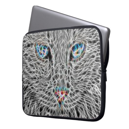 Fractal Cat Laptop Hoesje Laptop Sleeve (Voorkant Links)
