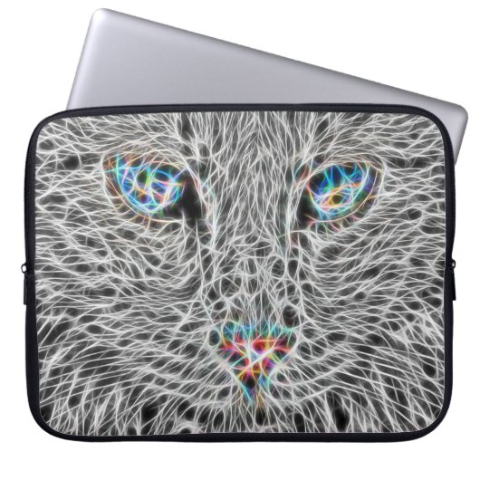 Fractal Cat Laptop Hoesje Laptop Sleeve (Voorkant)