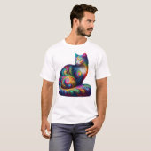 Fractal Cat – psychedelische katachtige kunst T-shirt (Voorkant volledig)