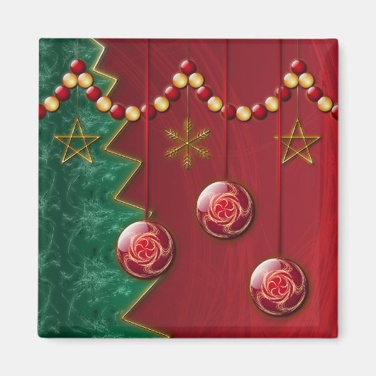 Fractal Celebration Kerstmis Magnet (Voorkant)