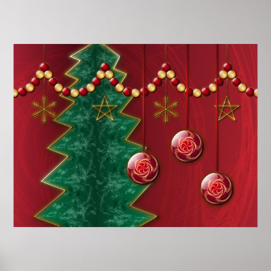 Fractal Celebration kerstprint Poster (Voorkant)