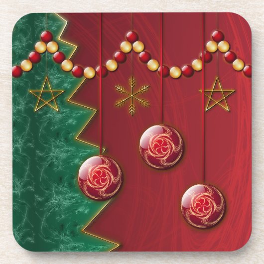 Fractal Celebration met kerstkurk Onderzetter (Voorkant)