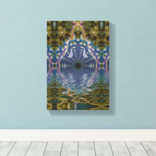 Fractal Chakra Yoga Meditation Wrapped Canvas (Insitu (Houten vloer))