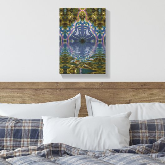 Fractal Chakra Yoga Meditation Wrapped Canvas (Insitu (Slaapkamer))