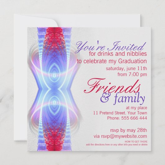 Fractal Champagne Dreams Afstuderen Invitation Kaart (Achterkant)