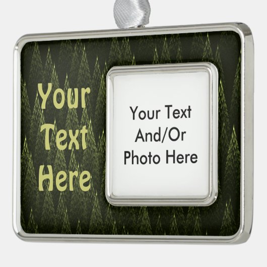 Fractal Conifer Forest Verzilverd Omlijst Ornament (Links)